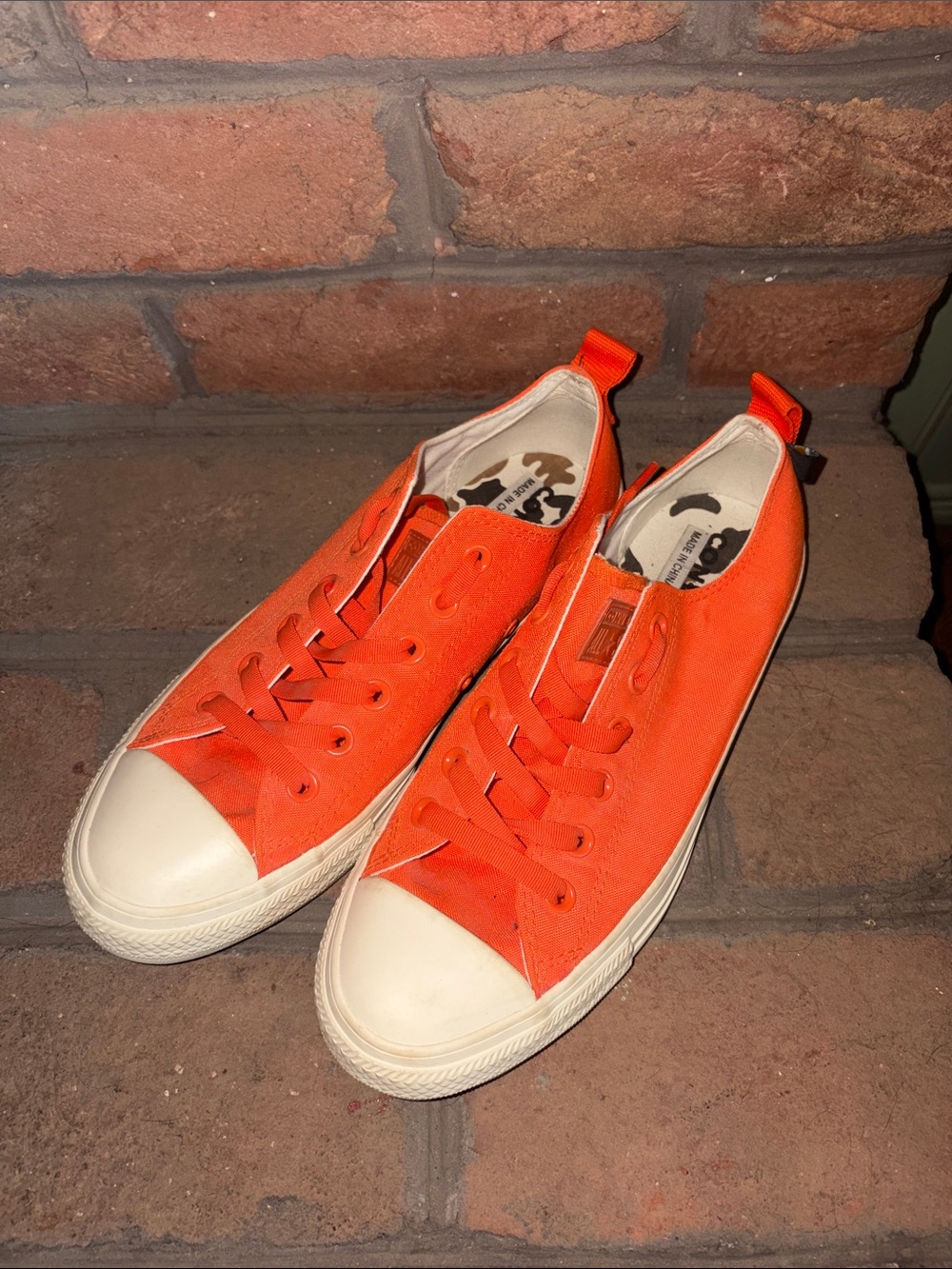 Women’s Orange Canvas Low-Top Sneakers - Casual Slip-On Style